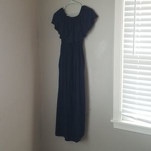 Blue Off The Shoulder Navy Sun Dress